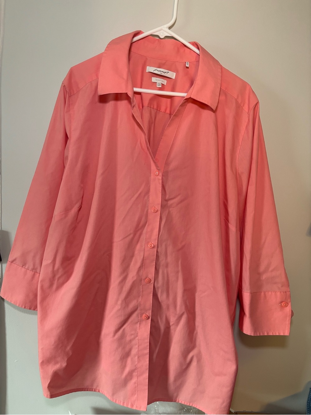 Foxcroft NYC 22W coral colored wrinkle-free button-down